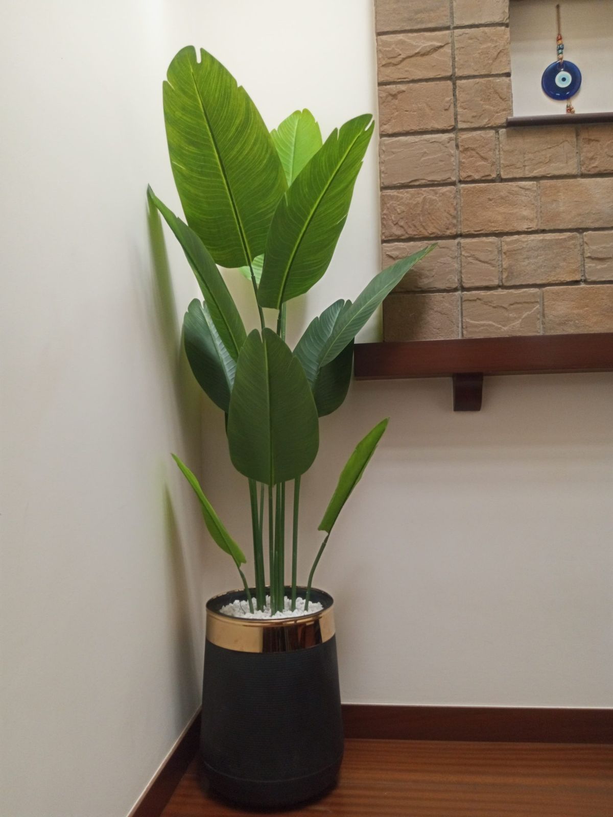 Premium Artificial Banana Tree Plant With Pot - Large Fake Traveler's Palm Tree - Luxury Faux Greenery For Home & Office Corner Decor